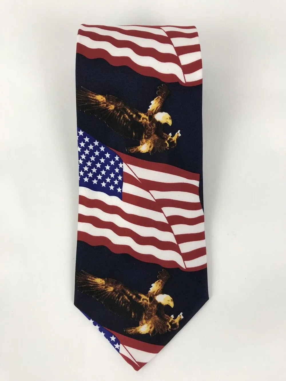 Danggi Man Patriotic Neck Tie Stars & Stripes American Bald Eagle